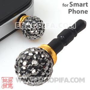 10mm Grey Czech Crystal Ball Plugy Headphone Jack Accessories