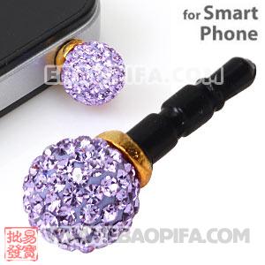 10mm Lavender Czech Crystal Ball Plugy Headphone Jack Accessories