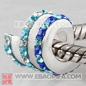 漩涡水钻银珠 批发进口奥地利水钻镶钻 潘多拉风格 925纯银珠子
