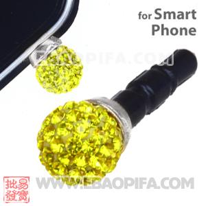 8mm Yellow Czech Crystal Ball Plugy Headphone Jack Accessories