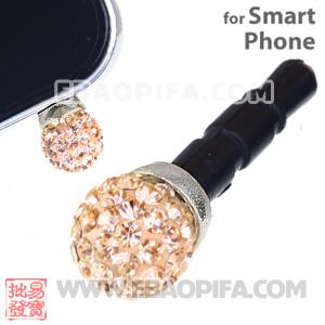 8mm Pink Czech Crystal Ball Plugy Headphone Jack Accessories