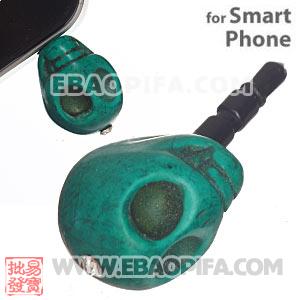 17×18mm Turquoise Skull Earphone Jack Plug For iPhone 