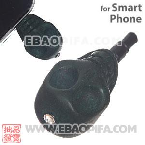 17×18mm Turquoise Skull Earphone Jack Plug For iPhone 