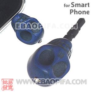 17×18mm Turquoise Skull Earphone Jack Plug For iPhone 