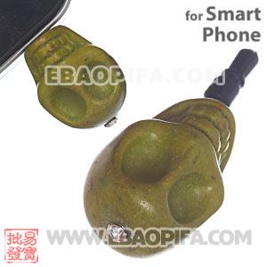 17×18mm Turquoise Skull Earphone Jack Plug For iPhone 