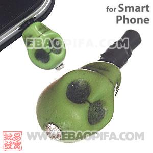 Wholesale 11×12mm Turquoise Skull Earphone Jack Plug For iPhone 