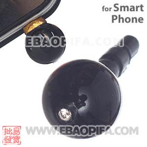 10mm Black Agate Mobile Earphone Jack Plug Fit iPhone 