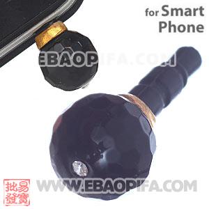 10mm Black Agate Mobile Earphone Jack Plug Fit iPhone 