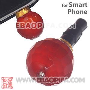 10mm Red Agate Mobile Earphone Jack Plug Fit iPhone 
