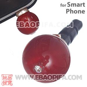 10mm Red Agate Mobile Earphone Jack Plug Fit iPhone 