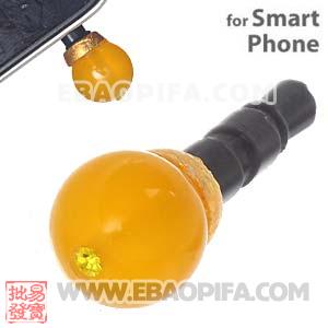 8mm Yellow Agate Mobile Earphone Jack Plug Fit iPhone 