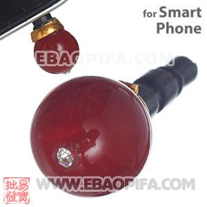 8mm Red Agate Mobile Earphone Jack Plug Fit iPhone 