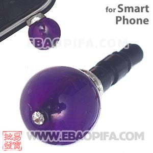 8mm Purple Agate Mobile Earphone Jack Plug Fit iPhone 