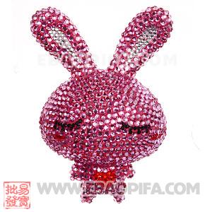 Cute 3D Bling Crystal Long Ears Love Rabbit Absorbable Doll For iPhone Cases 
