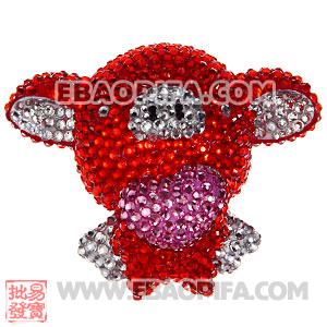 Cute 3D Bling Crystal Fly Pig Absorbable Doll For iPhone Cases 