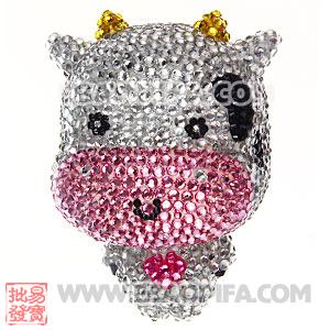 Cute 3D Bling Crystal Cow Absorbable Doll For iPhone Cases 
