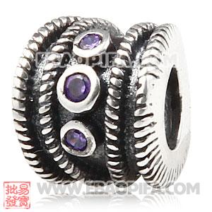 绳子圆珠锆石珠子 镶锆石925纯银珠子 潘多拉风格欧洲珠 外贸大牌珠子 外贸尾货珠子 银珠 义乌珠子 饰品配件
