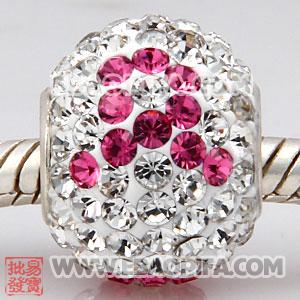 红丝带白奥钻珠子 批发进口奥地利水钻点钻珠 925纯银直通管点钻珠 10X13mm水钻珠