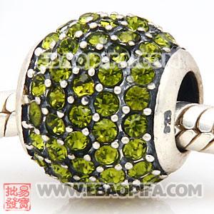 水钻圆形银珠 批发进口奥地利水钻镶钻 潘多拉风格 925纯银珠子