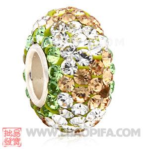 镶混奥钻珠子 批发进口奥地利水钻点钻珠 925纯银直通管点钻珠 7X13mm水钻珠