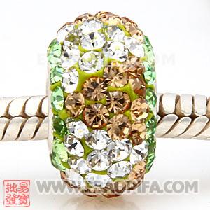 镶混奥钻珠子 批发进口奥地利水钻点钻珠 925纯银直通管点钻珠 7X13mm水钻珠