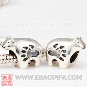 北极熊银珠 复古潘多拉风格做旧珠子 潘多拉风格仿古珠子 潘多拉风格925纯银仿古做旧珠子 欧洲珠 大孔珠
