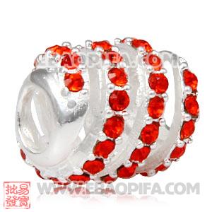 螺旋纹水钻珠子 批发进口奥地利水钻镶钻 潘多拉风格 925纯银珠子