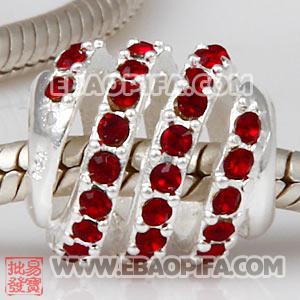 螺旋纹水钻珠子 批发进口奥地利水钻镶钻 潘多拉风格 925纯银珠子