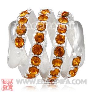 螺旋纹水钻珠子 批发进口奥地利水钻镶钻 潘多拉风格 925纯银珠子