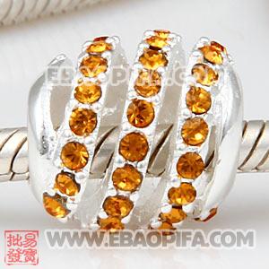 螺旋纹水钻珠子 批发进口奥地利水钻镶钻 潘多拉风格 925纯银珠子