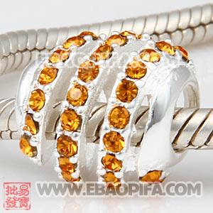 螺旋纹水钻珠子 批发进口奥地利水钻镶钻 潘多拉风格 925纯银珠子