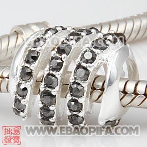 螺旋纹水钻珠子 批发进口奥地利水钻镶钻 潘多拉风格 925纯银珠子