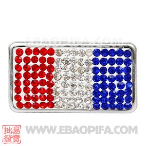 Handmade CCB Pave Crystal Flag Of USA Beads For Bracelet 