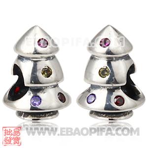 圣诞树珠子 镶锆石925纯银珠子 潘多拉风格欧洲珠 外贸大牌珠子 外贸尾货珠子 银珠 义乌珠子 饰品配件