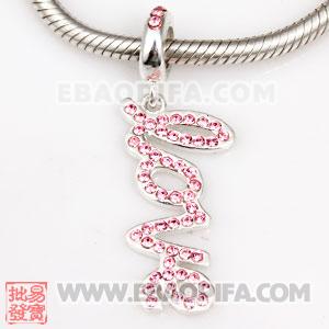 LOVE爱字母坠子 DIY手链吊坠 DIY项链吊坠批发欧洲珠吊坠 925纯银Charm吊坠 批发charm吊坠