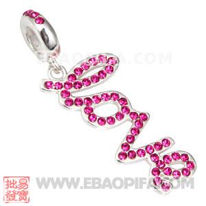 LOVE爱字母坠子 DIY手链吊坠 DIY项链吊坠批发欧洲珠吊坠 925纯银Charm吊坠 批发charm吊坠