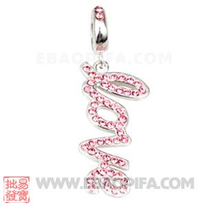 LOVE爱字母坠子 DIY手链吊坠 DIY项链吊坠批发欧洲珠吊坠 925纯银Charm吊坠 批发charm吊坠
