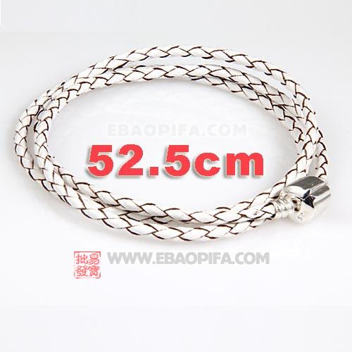52.5cm 意大利进口头层牛皮麻花绳 925纯银扣头螺纹 链 手链 项链 脚链