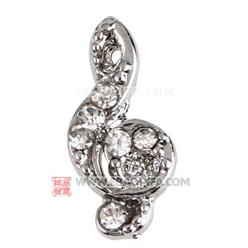 镀白K镶白色水钻音符Lockets charm 批发