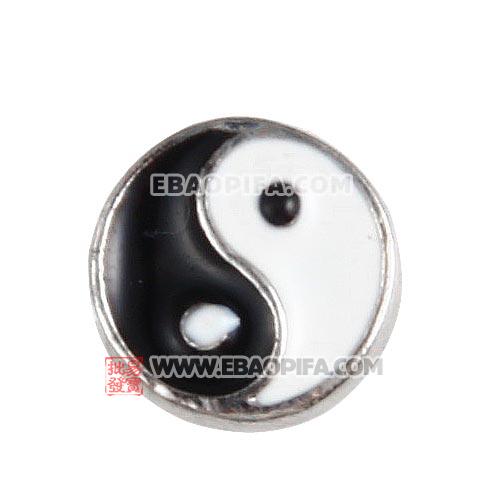 镀白K滴油太极圆片Lockets charm 批发