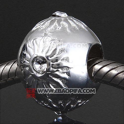 白色奥钻太阳925纯银珠子厂家直销批发