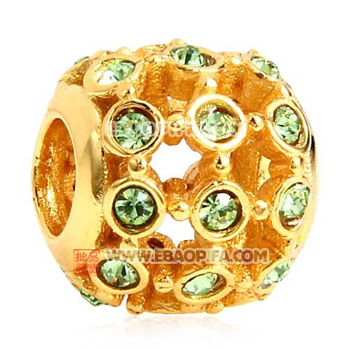 橄榄奥钻三排镀18K真金钻珠925纯银珠子厂家生产直销