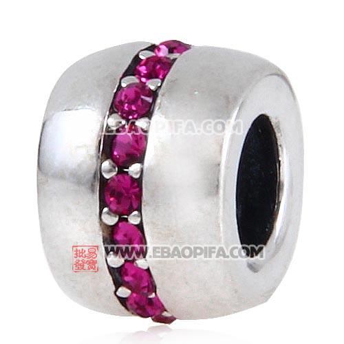 紫红进口奥钻圆环925纯银珠子
