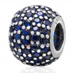 深蓝色锆石圆形925银珠