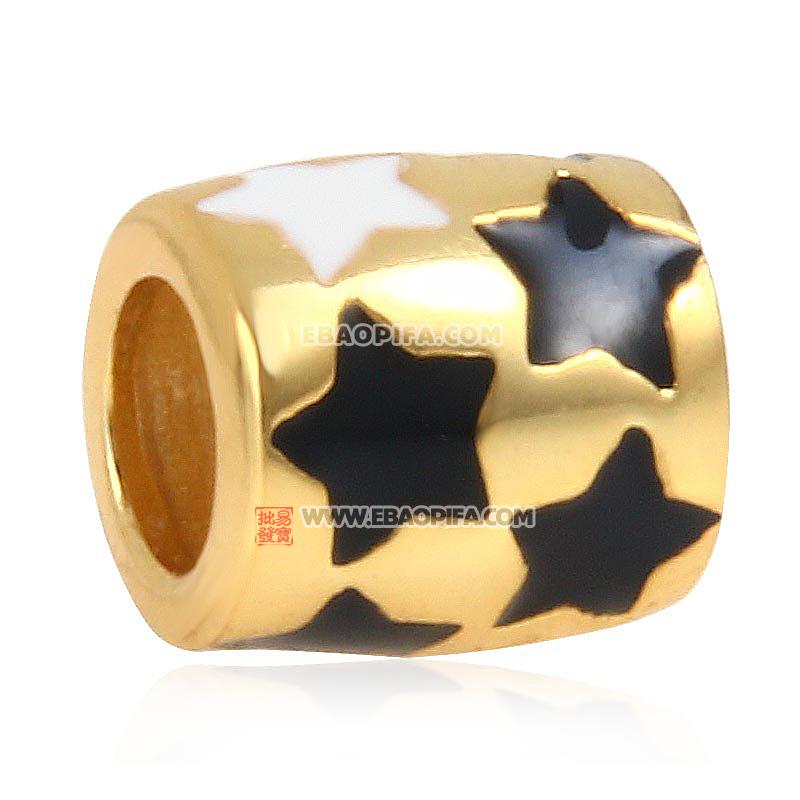 金色黑色白色五角星925银珠